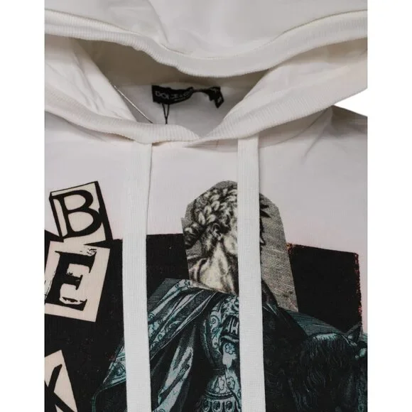 Dolce & Gabbana White Caesar Cotton Hooded Pullover Sweater